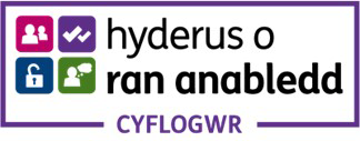 Logo gyda thestun: Hyderus o ran anabledd – cyflogwr